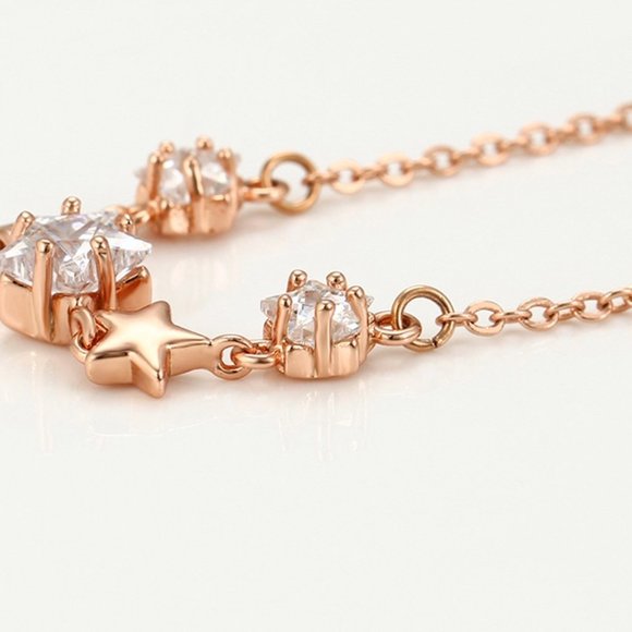Adorable Star CZ 18KGP Necklace - Picture 4 of 10